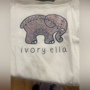 Ivory Ella White soft white mandala Tee with Patterned Elephant. Long sleeve